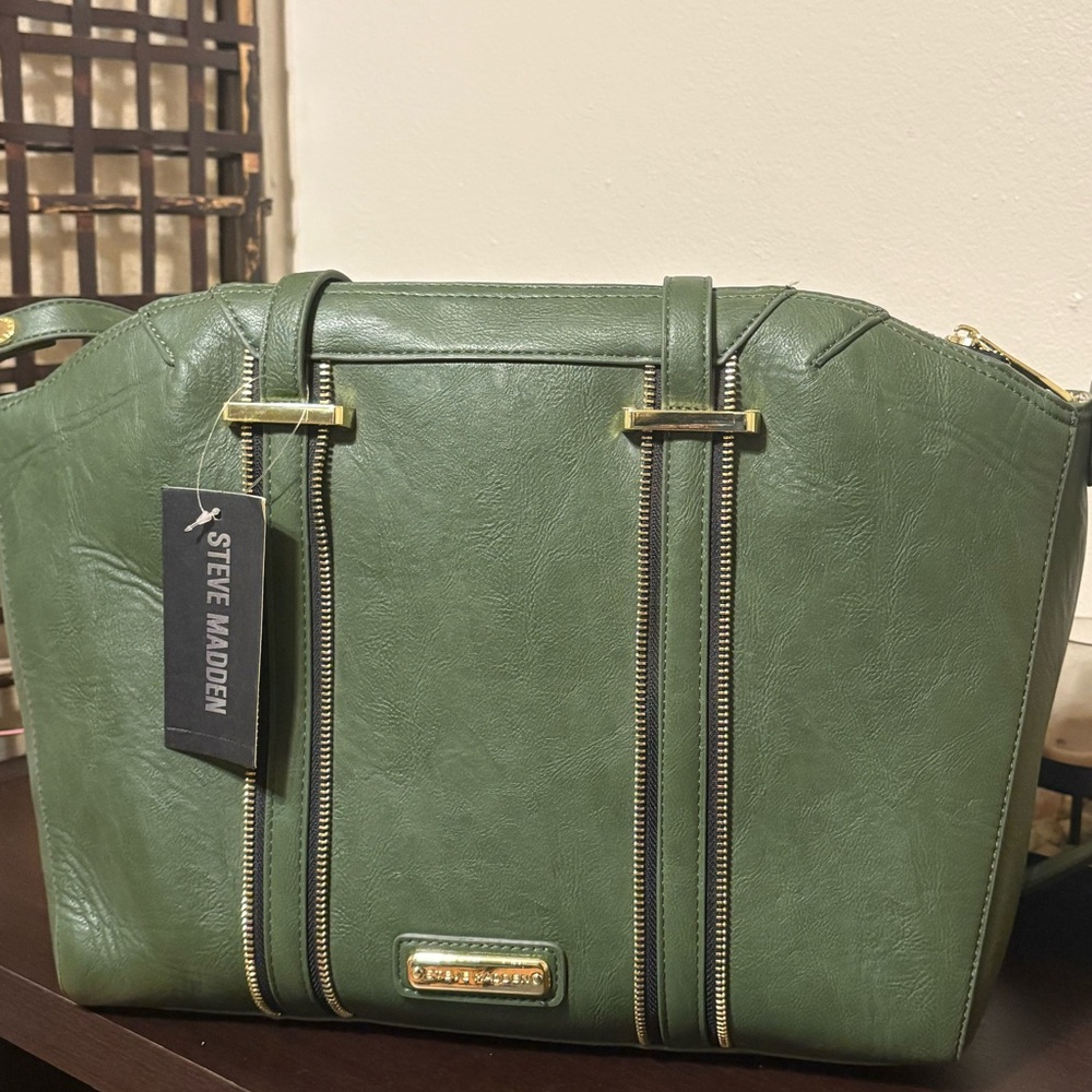 NWT Steve Madden Women's Hunter Green Satchel Bag - Picture 8 of 12